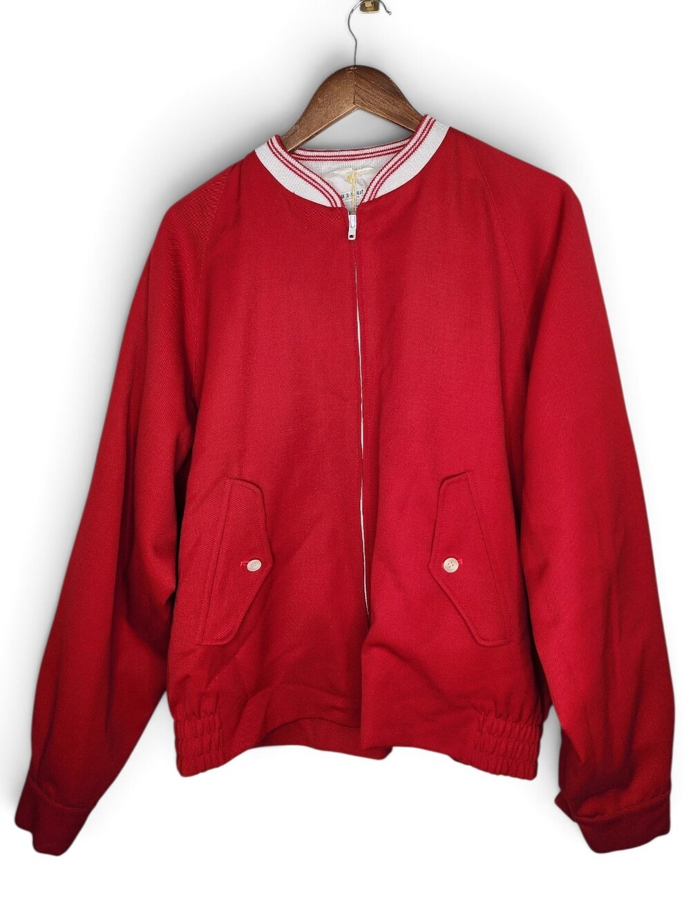 Aquascutum Vintage Deadstock 1970s to 80s Wool Golfer Jacket in Red Size 40 R